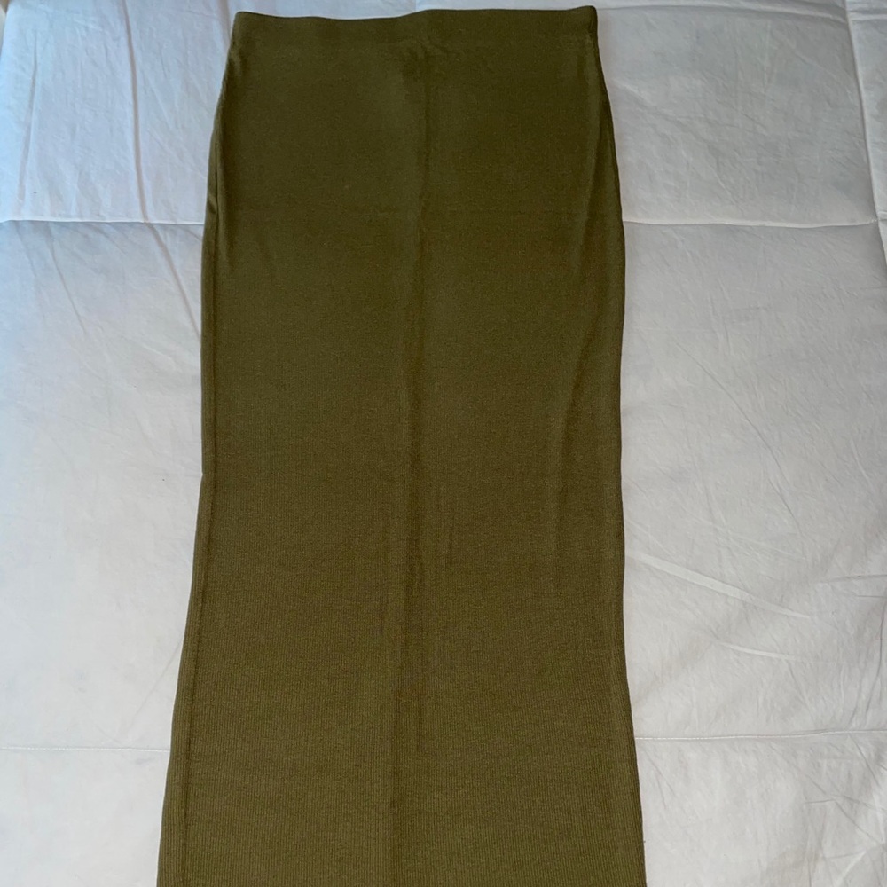Olive Green Forever 21 Long Pencil Skirt
